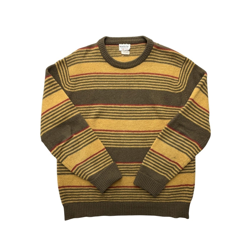 Vintage Marshall Field & Company Sweater Mens L Shetland Wool Stripe Alan Paine
